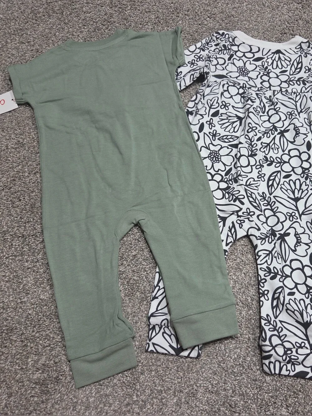 Cat & Jack Black and White Floral And Green One Piece Outfits Size 6-9 Month New